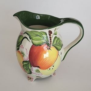 J. MCCALL BLUE SKY 2004 FRUIT - BEES CERAMIC PITCHER